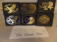 NRA Golden Eagles Belt Buckle in Original box VTG ( YOU CHOOSE ONE )
