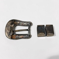 14K Gold Sterling Silver Hollands San Angelo 103 Ranger 3 Pc Belt Buckle Set