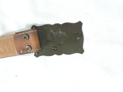 Vintage Western Belt Mens 34-36 Brown Brass Saddle Buckle 70s Cowboy Retro Style