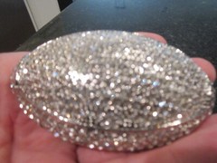 FOOTBALL THEME BELT BUCKLE COVERED IN SPARKLING CRYSTALS HEAVY GW-17
