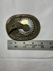 Vintage The Crockett Spinning Spur Belt Buckle Award Design Medals Western Brass