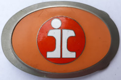 2 Illinois Central Gulf railroad belt buckles orange oval & 3015 engine