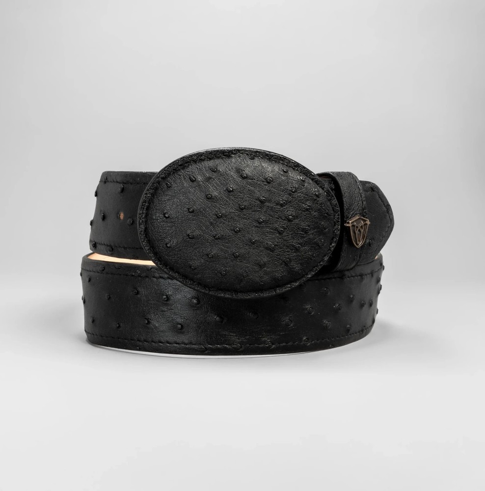 Men’s Ostrich Original Exotic Leather Cowboy Belt 1.5&Prime; Oval Buckle