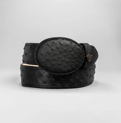 Men’s Ostrich Original Exotic Leather Cowboy Belt 1.5&Prime; Oval Buckle