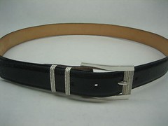 Sterling silver 925 buckle 2 loops w/Genuine Ostrich 30 mm belt shantpeter U.S.A