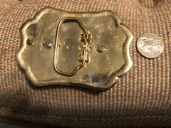 SILVER & GOLD Western Belt Buckle With Polished Stone