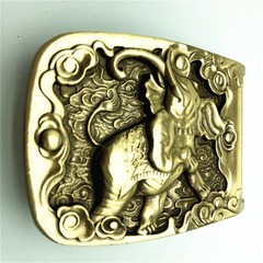 Big Elephant Solid Brass Copper Mens Belt Buckle Western Cowboy Vintage