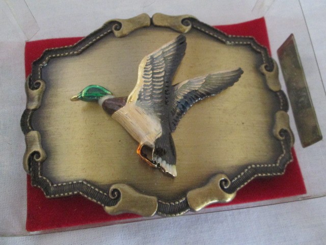 Vintage 1978-78 Raintree Belt Buckle 3D Mallard Duck Enamel Brass Finish NEW
