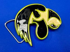 Hawkeye Bird Shaped Colorful Green Black Enamel NOS Cutout Belt Buckle