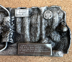 SOLID PEWTER BELT BUCKLE, « GOLF » 3-D DESIGN, SISKIYOU BUCKLE CO. 1985