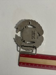Vintage Famous Stars & Stripes CADILLAC Crown Logo w/USA Flag Belt Buckle #8387