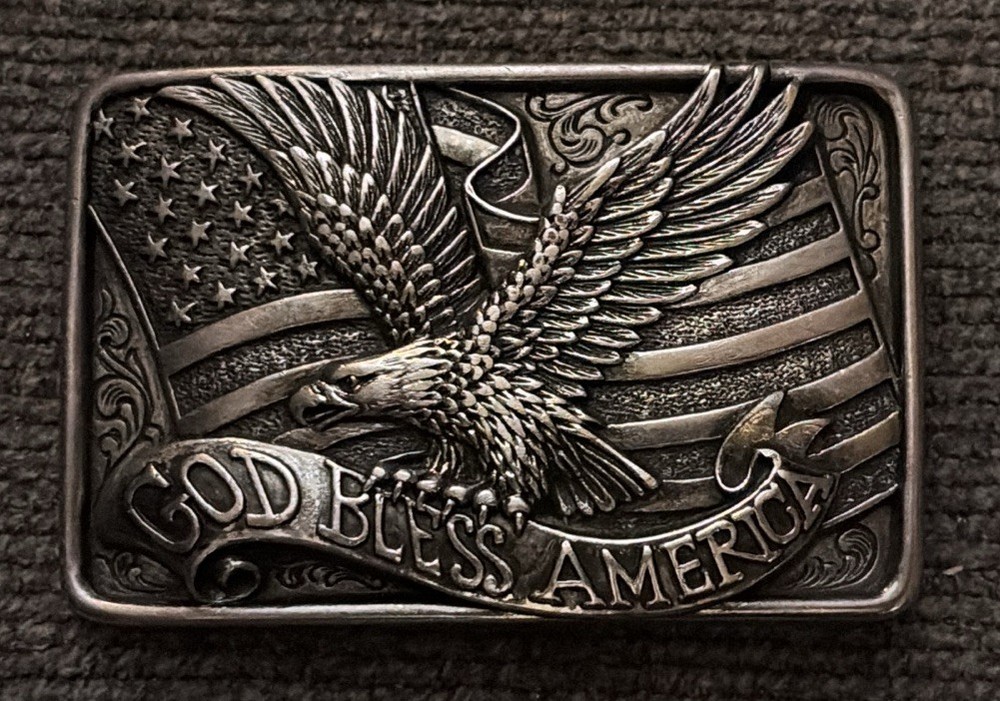 Nocona God Bless America Buckle American Flag Belt Buckle 37015 NEW