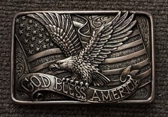 Nocona God Bless America Buckle American Flag Belt Buckle 37015 NEW