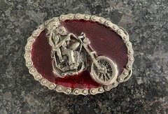 VINTAGE 1982 V TWIN MOTOR HARLEY INDIAN MOTORCYCLE CHOPPER BELT BUCKLE