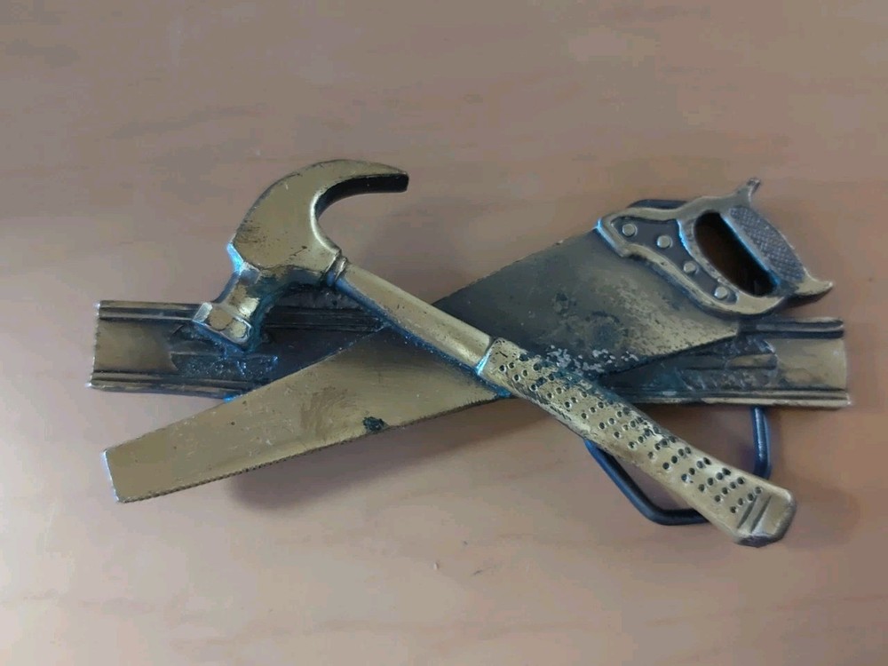 BRASS CARPENTER TOOL BELT BUCKLE