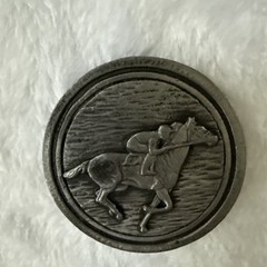 Vintage Round Horse and Rider Belt Buckle 2.5in HTF