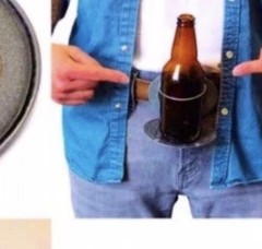 BevBuckle mustache belt buckle designed to hold drinks hands-