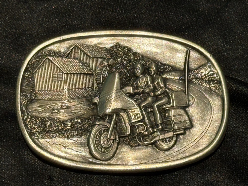 1984 Bergamot Brass Works Motorcycle Belt Buckle N149 Vintage Made in USA