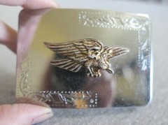 Silver Nickle Plated Iron Engraved Leaves Raised Gold Eagle Landing Belt Buckle