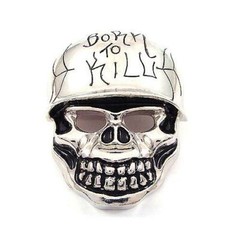 Born To Kill Troop Military Soldier Silver Skull Head Skeleton Men Belt Buckle
