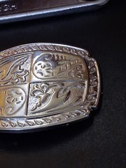 Belt Buckle Silver on Silver Western/Cowboy Vintage New Never used Made in USA