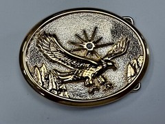 Majestic American Eagle Flying Wings Wide W/ Starburst Two Tone NOS Belt Buckle