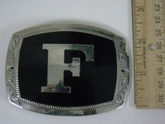 Silver Black F Belt Buckle Made in Italy By Classico heavy A180 A5