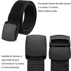 LUORNG 38cm Plastic Buckle 4PCS Black Nylon Canvas Web Belt 58×46.5mm,