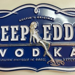 Deep Eddy Vodka Enamel Belt Buckle Blue Logo Austin Texas