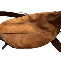 Brown Leather Suede Belt Bag Fanny Pack Pouch brass buckle western vintage boho