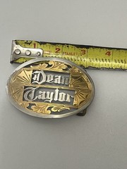 Dean Taylor Cut Out Name Belt Buckle Silver/Gold Tone