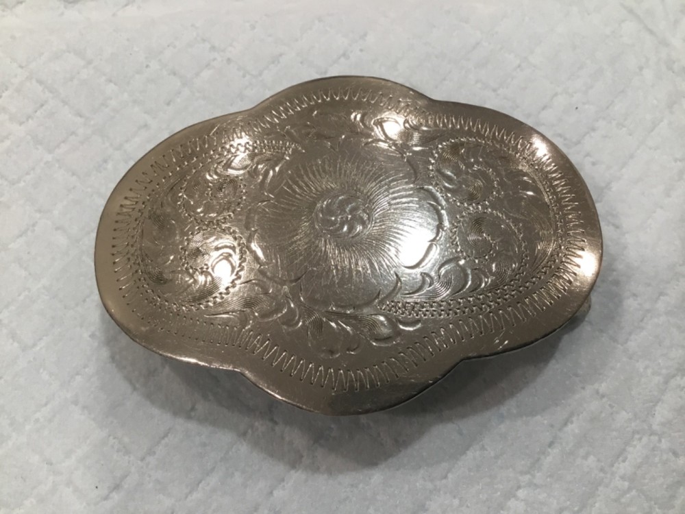 Mexican Alpaca Silver Western Biker Belt Buckle 3.25” x 2. 25” Fits 1” Belt