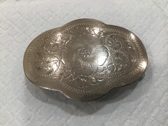 Mexican Alpaca Silver Western Biker Belt Buckle 3.25” x 2. 25” Fits 1” Belt