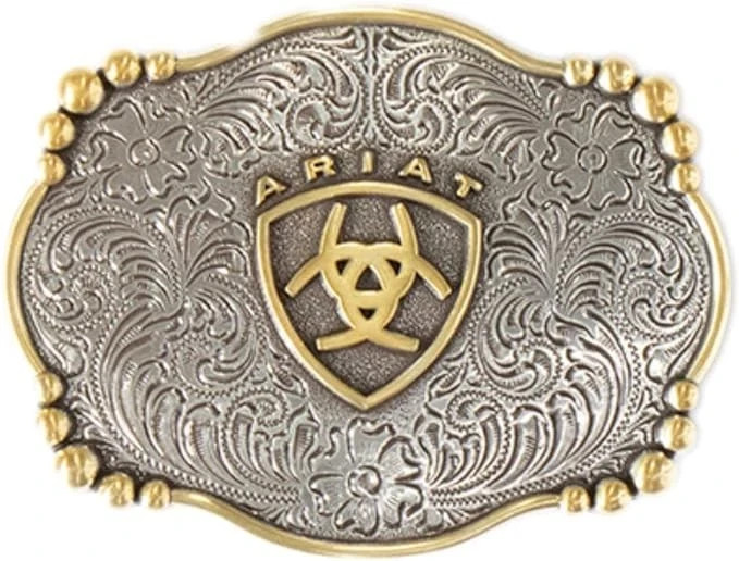 Ariat® Floral Engraved Silver & Gold Belt Buckle A37019