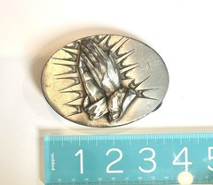 Praying Hands Belt Buckle Great American Products 2005 Silver Tone Western 4768