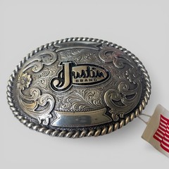 NEW W TAGS Silver Western Justin Brand Belt Buckle Trophy 242CG Made in USA