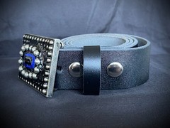 Belt Buckle Industrial Brutalist Blue Stone Beaded Texture OOAK Darren McNeese