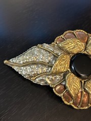 Vintage Collectible Art Deco Two Tone Metal Large Belt Buckle