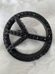 New Men’s Peace Sign Studded Black Belt Buckle New