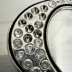 Rhinestone Studded O Letter Initial Monogram Silver Tone Belt Buckle