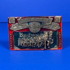 VTG Budweiser Clydesdales Belt Buckle Red Enamel Made in USA 820 Genuine