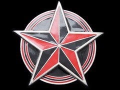 IG11165 COOL 2002 **CIRCLED FIVE POINT TWO-TONE STAR** PEWTER FASHION BUCKLE