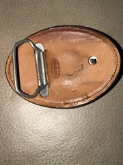 Oval Genuine Floral Leather Belt Buckle Multi-Colored Tan Brown White