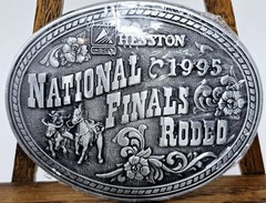 Hesston National Finals Rodeo NFR Belt Buckle 1995 Bull Dogging Design VTG New