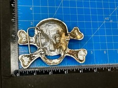 Skull And Crossbones – Silver & Black Enameled Cutout Belt Buckle By Fl&R