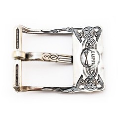 German silver pin belt buckle Runic, Classic frame buckle for 1.5 inch belt