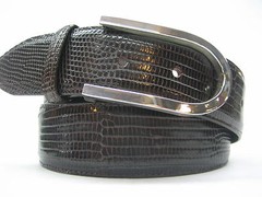 STERLING SILVER 925 SOLID SUZY BUCKLE.WITH GENUINE LIZARD 1.5&Prime; BELT MADE IN USA