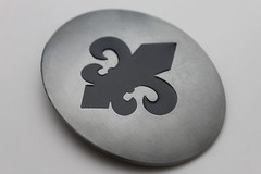 Women Men Belt Buckle Silver Metal Bling Black Fleur De Lis Iris France Flower