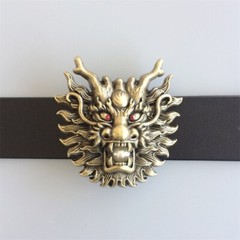 Vintage Bronze Plated Rhinestone Imitate Plastic Peal Dragon Belt Buckle