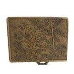 Vintage Solid Brass Lineman Utility Pole Worker Belt Buckle Gold Tone Rectangle